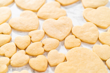 Heart-shaped sugar cookies with royal icing