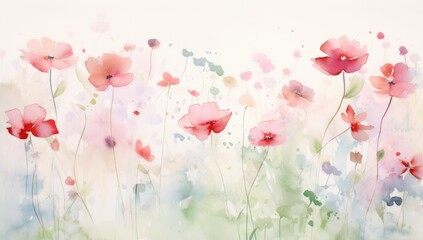 Serene Spring Blossoms in Watercolor Painting Elegance Generative AI