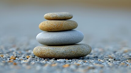 Fototapeta na wymiar Pebbles balancing on stone background. Sea pebble. Colorful pebbles. For banner, wallpaper, meditation, yoga, spa, the concept of harmony, ba lance. Copy space for text