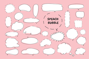 hand drawn illustration set of speech bubbles.