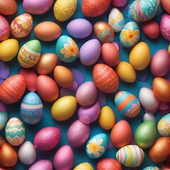 Fototapeta na wymiar Colorful matte easter eggs background. AI Generative.