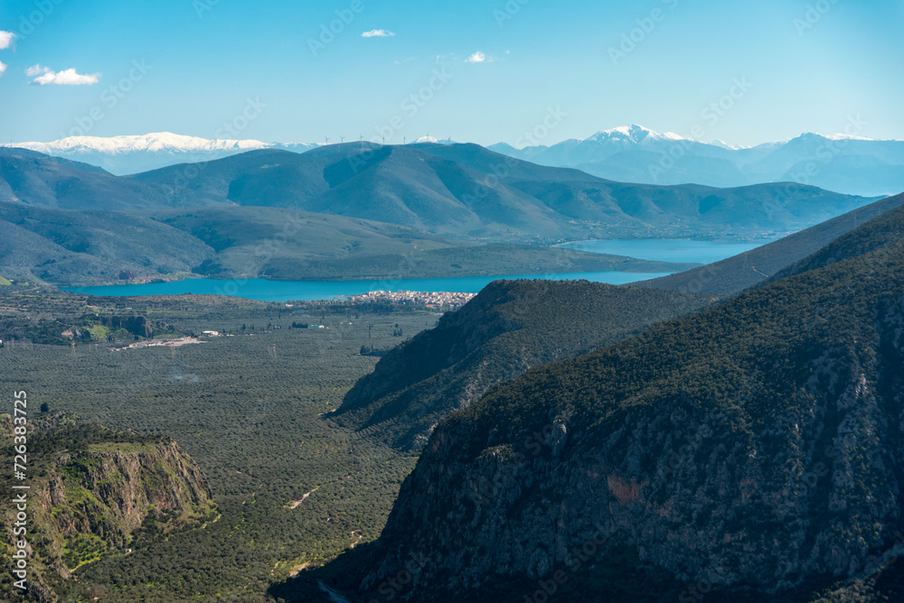 Wall mural landscape panoramic mountain view in greece