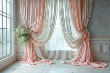 Elegant Cream and Blush Drapery in Classic Interior