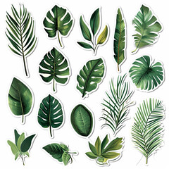 collage stickers abstract stickers exotic leaves
