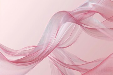 Translucent pink ribbons entwined, on a delicate pastel backdrop