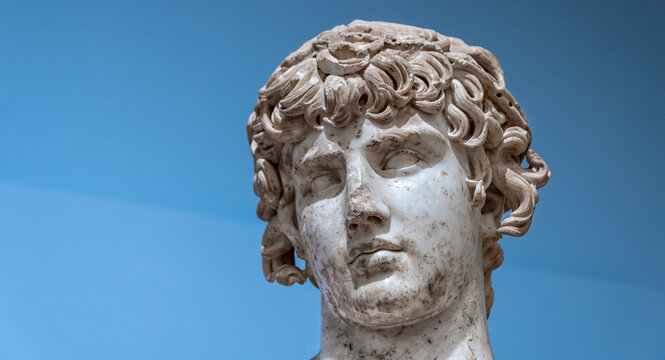 antique sculpture head isolated close up