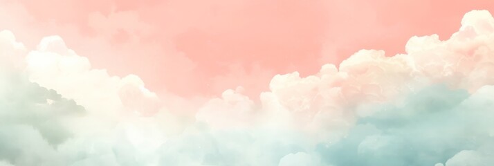 Surreal cloudscape with a gradient of pink to turquoise, evoking tranquility