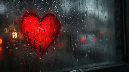 A heart on a fogged window whispers untold stories of love, etched in misty moments. Embrace the beauty of fleeting romance, where clarity emerges from the haze, leaving a tender mark on the glass can - obrazy, fototapety, plakaty
