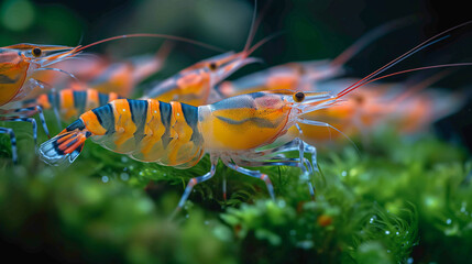 Schools of shrimp in the open sea - obrazy, fototapety, plakaty