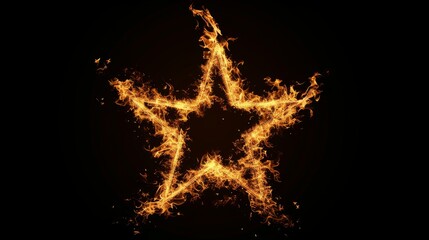 Fototapeta na wymiar Fire in form of star. Fire flame on black background
