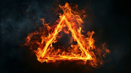 Fire in form of triangle. Fire flame on black background