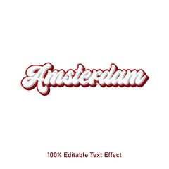 Amsterdam text effect vector. Editable college t-shirt design printable text effect vector. 3d text effect vector.