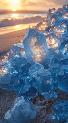cyan quartz crystals  - obrazy, fototapety, plakaty