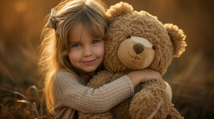 Embrace the warmth of a girl and her teddy bear. A bond stitched with love, where every hug tells a story. Cherish the innocence and joy shared between them, creating a lifetime of cuddly memories