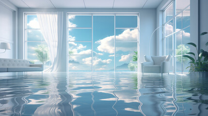 Bright room with water