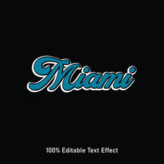 Miami text effect vector. Editable college t-shirt design printable text effect vector
