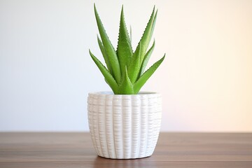 aloe vera plant in white ceramic vase