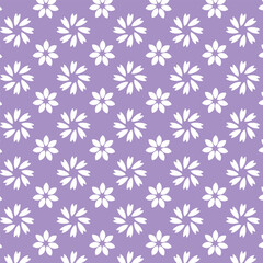 White flowers pattern purple background