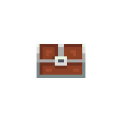 treasure chest 8-bit pixel graphics icon. Pixel art style. Game assets. 8-bit sprite. Isolated vector illustration EPS 10