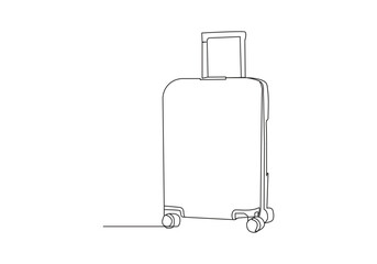 luggage in continuous one line drawing, Single one line drawing hiking backpacks with sleeping bags, Air trip and journey symbol in editable stroke. Doodle vector illustration

