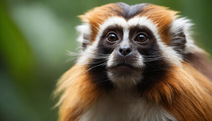 Naklejka premium Cute Tamarin Monkey Portrait in Jungle