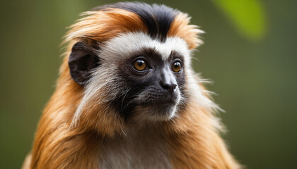 Fototapeta premium Cute Tamarin Monkey Portrait in Jungle