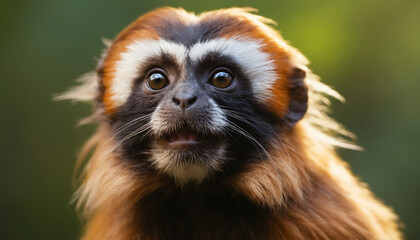Naklejka premium Cute Tamarin Monkey Portrait in Jungle