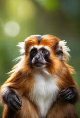 Cute Tamarin Monkey Portrait in Jungle