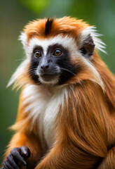 Fototapeta premium Cute Tamarin Monkey Portrait in Jungle