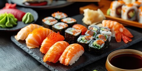 Sushi Plate Next to Sauce Bowl