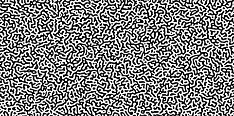 Abstract binary background. Turing reaction diffusion monochrome seamless pattern with chaotic motion.. Natural seamless line pattern. Linear design with biological shapes.