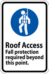 Warning Sign, Roof Access - Fall Protection Required Beyond This Point