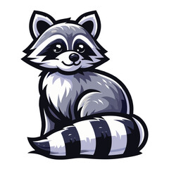 Cute adorable raccoon cartoon character vector illustration, funny racoon flat design template isolated on white background