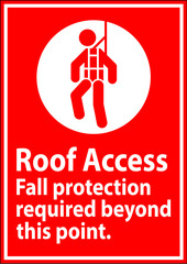 Warning Sign, Roof Access - Fall Protection Required Beyond This Point