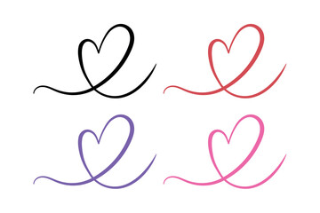 Calligraphy heart four colours