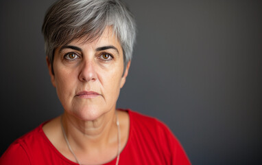 Obraz premium Woman in Red Shirt Facing the Camera