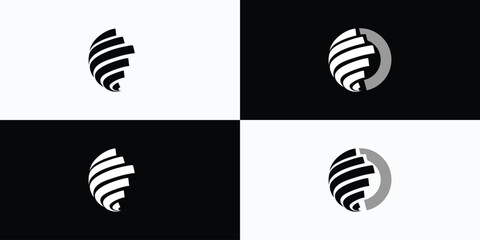 Collection of global movement line shape illustration vector logo designs.