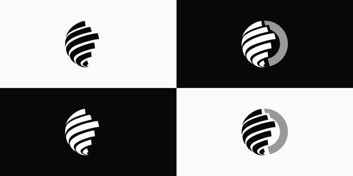 Collection of global movement line shape illustration vector logo designs.