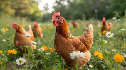 Fototapeta premium chickens in the pen, in the style of precisionist lines, atmospheric installations, 