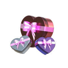 3d rendering of heart shaped gift box isolated.