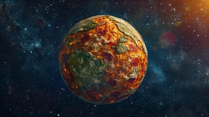 Planet earth made in form of pizza. View from space to earth. Galactic pizza