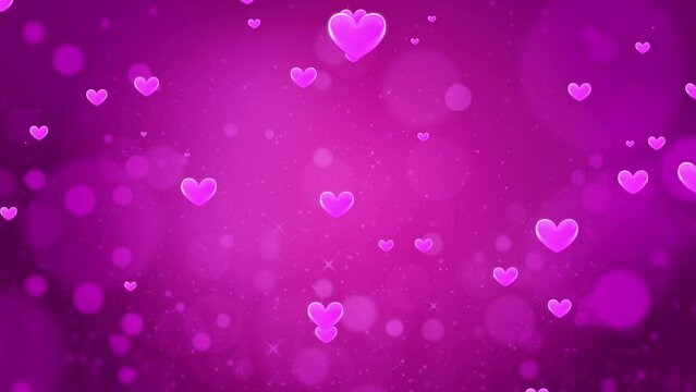 pink valentine day heart animated background. Wedding anniversary, love background. Bokeh, particle, shimmer, sparkle, with heart. Seamless 4K loop background. Love heart greeting video. Mother's day.