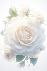 Romantic greeting card with tender Flowers, closer look on buds Roses. Banner, Illustration for Albums, notebooks