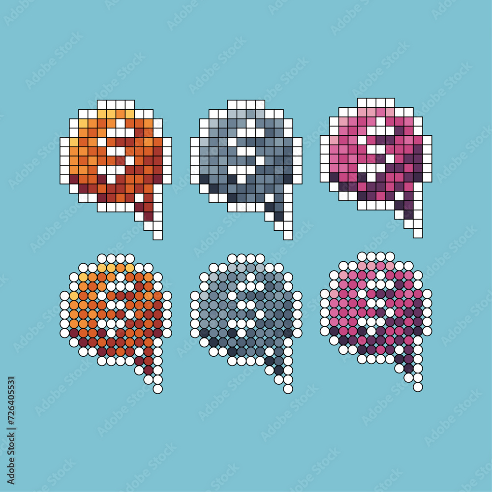 Poster pixel art stroke set icon of dialog box money variation color. money box icon on pixelated style. 8b