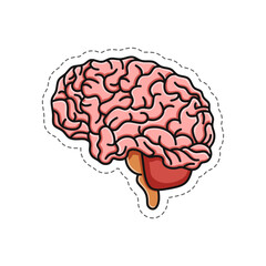 Free vector, human brain sticker doodle illustration