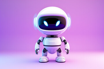 Obraz na płótnie Canvas Cute technological small ai robot in minimalist style