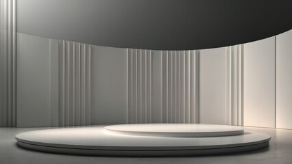 3d render of vector abstract background. Podium for show product. Blank scene showcase mockup with empty round stage. generative, ai.