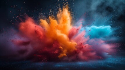 Energetic Burst of Red, Orange, and Blue
