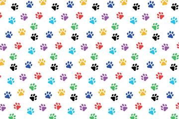 Multi colour paw prints background