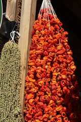 Sale of dried vegetables in the markets of Turkey